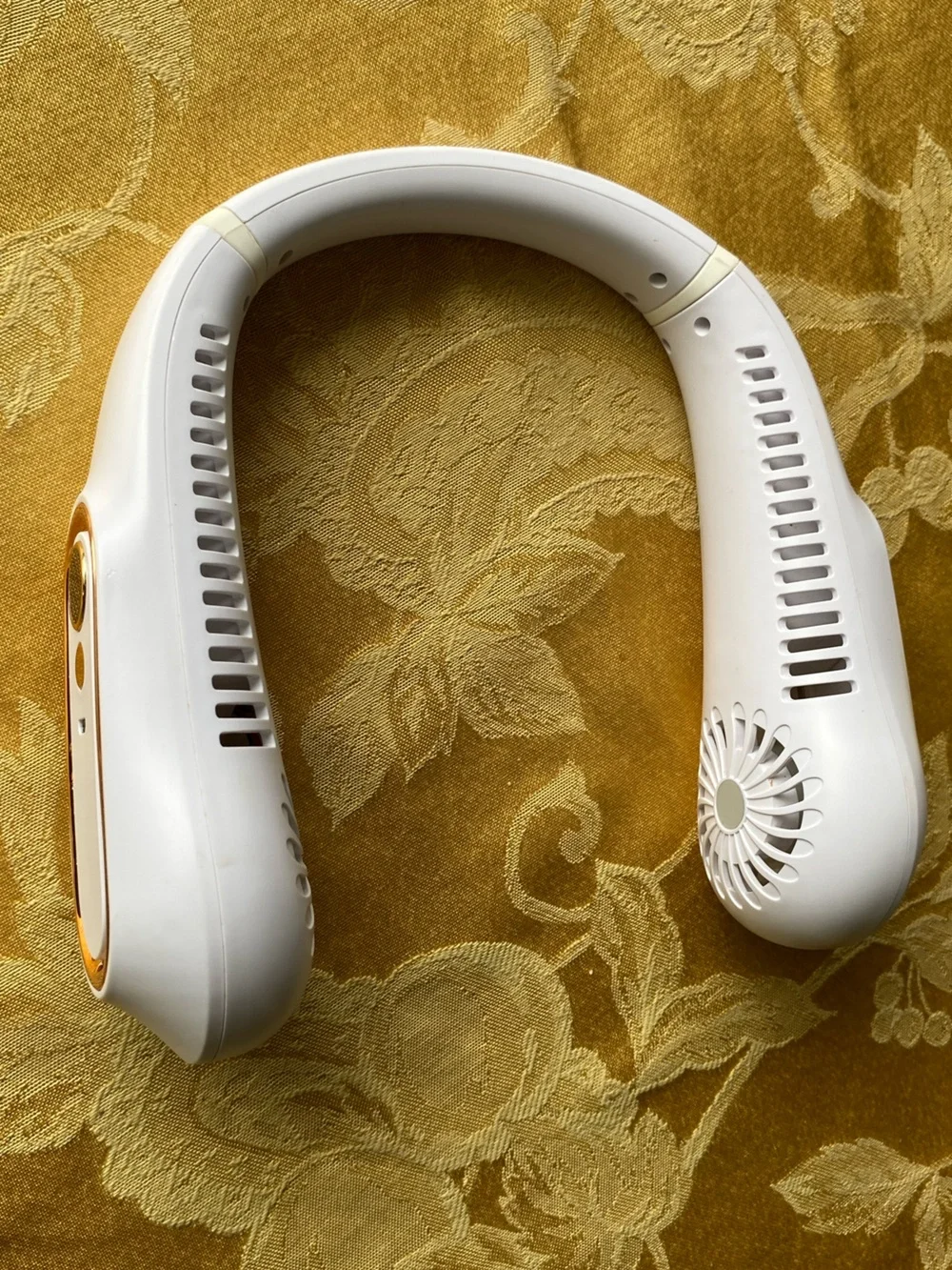 White Hands-Free Neck Fan — Portable Wearable Cooling